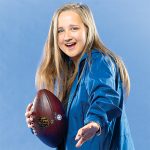 Kasia Omilian with a football