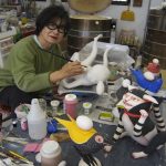 Patti Working in her studio in 2013