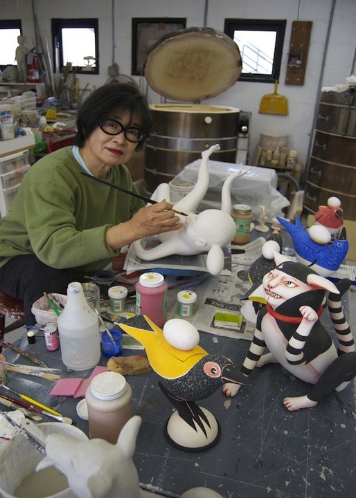 Patti Working in her studio in 2013