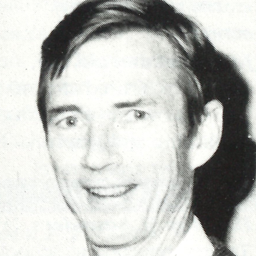 Black and white film headshot of William Records smiling