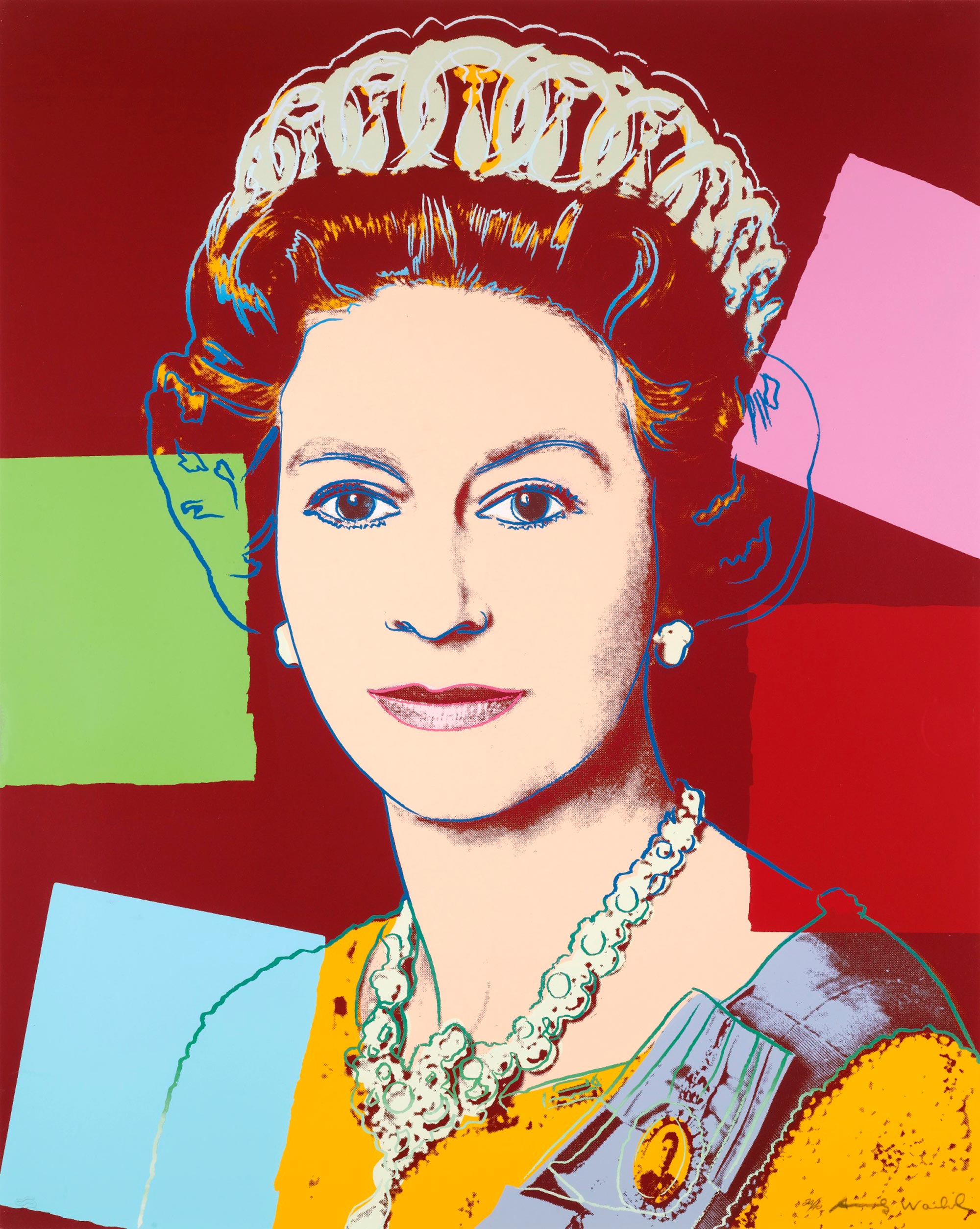 Andy Warhol pop art illustration of Queen Elizabeth