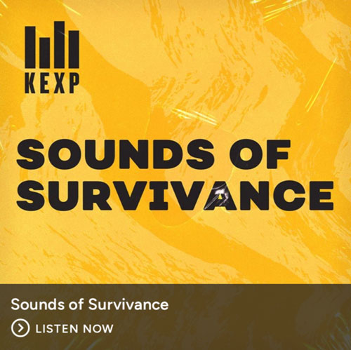 KEXP yellow logo for Sounds of Survivance