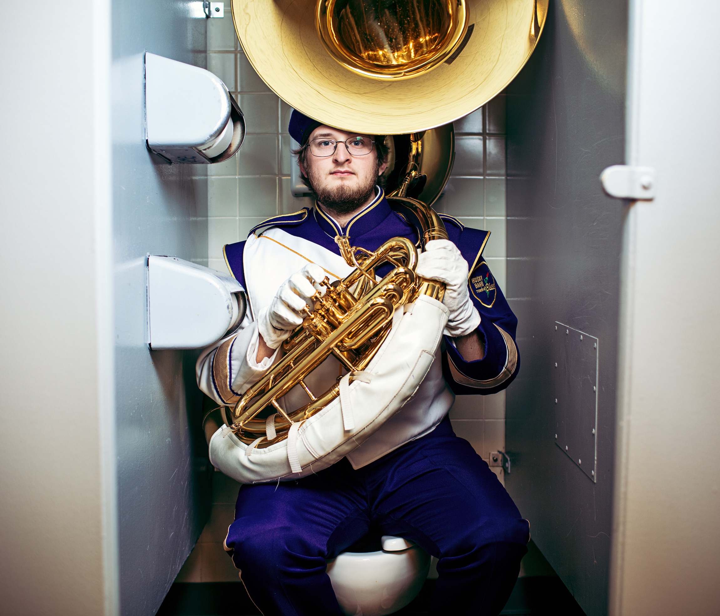 jeffrey whaley, jeff whaley, sousaphone uw, uw marching band, by george cafe