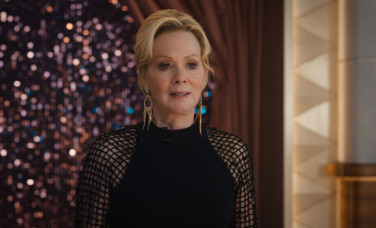 Jean Smart smiles on a talk show stage
