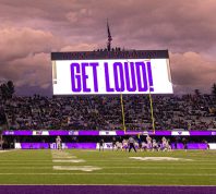 Football game at Husky stadium on a cloudy day